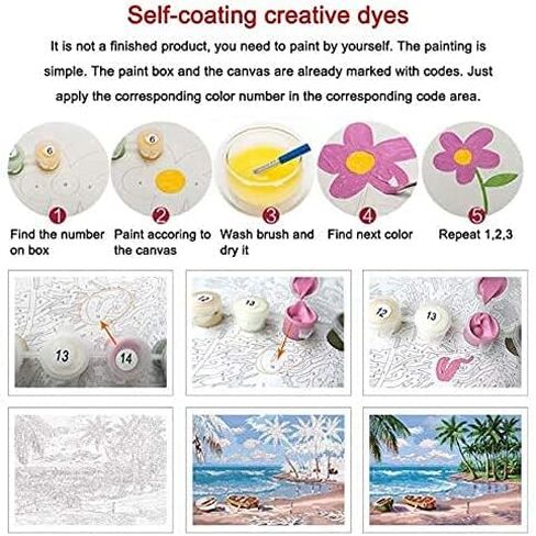 XDXART DIY Oil Painting Paint by Number Kit for Kids Adults Beginner 16x20 inch - Drawing with Brushes Christmas Decor Decorations Gifts (Blue Night Sky, Without Frame) in Saudi Arabia