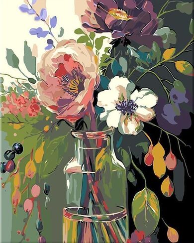 AintAp Paint by Numbers for Adults, DIY Adult Paint by Number Kits On Canvas Flower Painting by Numbers for Beginners, Acrylic Arts Crafts for Art HOM in Saudi Arabia