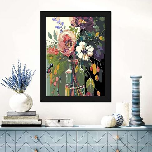 AintAp Paint by Numbers for Adults, DIY Adult Paint by Number Kits On Canvas Flower Painting by Numbers for Beginners, Acrylic Arts Crafts for Art HOM in Saudi Arabia