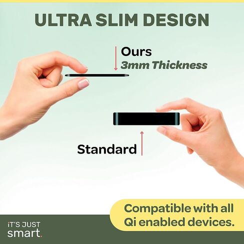 شاحن لاسلكي فائق النحافة من It's Just Smart، شاحن عالمي للهاتف الذي يدعم Qi، متوافق مع iPhone 15,14,14 Plus,14 Pro Max,13,SE,12,11,X,8, Samsung Galaxy S24 S23,S22,S21 ,S20, بكسل in Kuwait