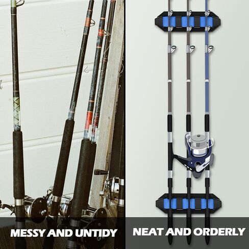 Sratte 4 Pcs Fishing Rod Holder for Boat Wall Mount Fishing Rod Rack 3 Rod Blue Horizontal Rod Holder EVA Foam Garage Fishing Pole Holder Fishmen Gifts Boat Accessories, 7.8 Inch in Saudi Arabia
