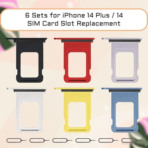 استبدال فتحة حامل شريحة SIM واحدة من Risidamoy بـ 6 ألوان لهاتف iPhone 14 (أرجواني/أزرق/أحمر/ضوء النجوم/أصفر/أسود منتصف الليل) مع حلقة مطاطية مقاومة للماء ودبوس إخراج شريحة SIM لهاتف iPhone 14 Plus in Saudi Arabia