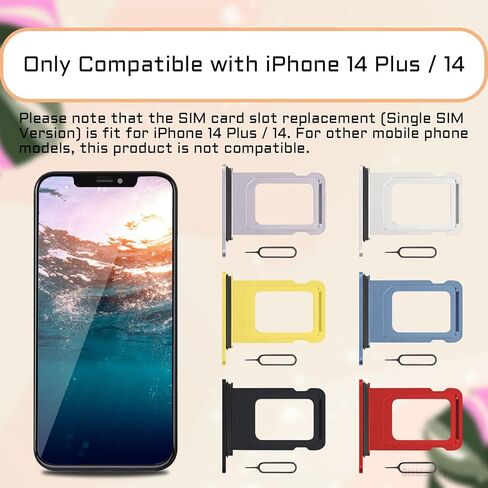 استبدال فتحة حامل شريحة SIM واحدة من Risidamoy بـ 6 ألوان لهاتف iPhone 14 (أرجواني/أزرق/أحمر/ضوء النجوم/أصفر/أسود منتصف الليل) مع حلقة مطاطية مقاومة للماء ودبوس إخراج شريحة SIM لهاتف iPhone 14 Plus in Saudi Arabia
