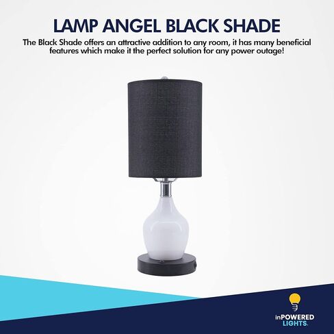 inPOWERED Lights Lamp Angel (Black Shade/Black Base) Standard Electric Night Light or Table Lamp with Emergency Battery Back Up, USB Charging, Color Changing Base, Nursery, Bedroom in Saudi Arabia
