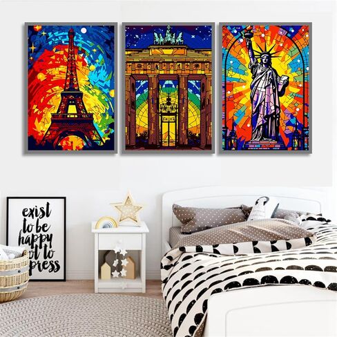 6 Packs Paint by Number Kits for Adults Beginners,DIY World Famous Scenic Spots Painting by Number Kits on Canvas Without Frame,Lanscape Craft Arts for Gifts and Home Wall Decor 8x12in in Saudi Arabia