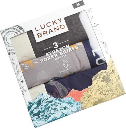 Lucky Brand Mens Cotton Stretch Boxer Briefs 3Pack in Saudi Arabia