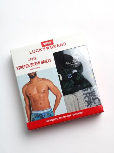 Lucky Brand Mens Cotton Stretch Boxer Briefs 3Pack in Saudi Arabia