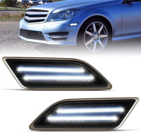 LED Side Marker White Light Compatible with Mercedes Benz C-Class W204 C250 C300 C350 C63 AMG 2012-2014 Front White Fender Bumper Lamps in Saudi Arabia