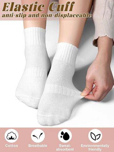 12 Pairs Women Mini Crew Ankle Socks Pure Cotton Athletic Running Quarter Socks for Tennis Running Golf Sport in Saudi Arabia