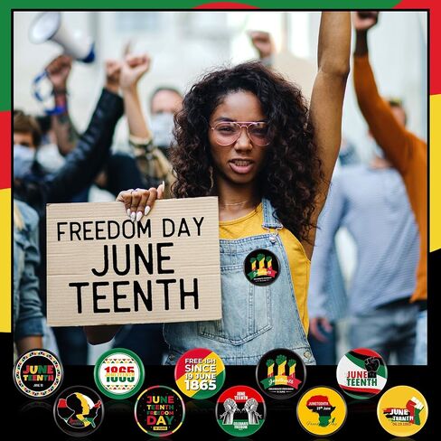200 قطعة من دبابيس شارة زر Juneteenth من Tigeen بكميات كبيرة يوم الاستقلال والحرية 1.73 بوصة دبابيس أزرار زينة شهر التاريخ الأسود in Saudi Arabia