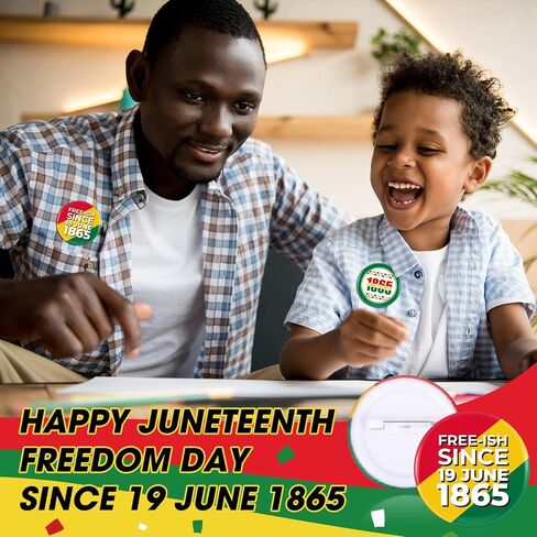 200 قطعة من دبابيس شارة زر Juneteenth من Tigeen بكميات كبيرة يوم الاستقلال والحرية 1.73 بوصة دبابيس أزرار زينة شهر التاريخ الأسود in Saudi Arabia