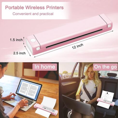 طابعات RESHY المحمولة اللاسلكية للسفر - M08F طابعة حرارية متنقلة تعمل بتقنية البلوتوث بدون حبر، تدعم الحروف الأمريكية مقاس 8.5 بوصة × 11 بوصة، متوافقة مع هواتف Android وiOS والكمبيوتر المحمول in Kuwait