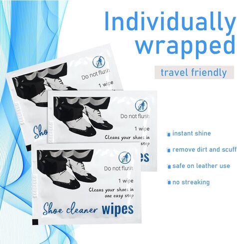 Heigble 200 Pcs Shoe Cleaner Wipes Individually Wrapped Pre Moistened Shoe Shine Wipes Shoe Cleaning Wipes for Travel Quick Clean Use on Leather Rubber Sneakers Boots in Kuwait