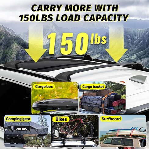 Car Roof Rack Cross Bars Compatible with 2016-2022 Honda Pilot (for Side Rails), Aluminum Lockable Roof Cross Bars for Kayak Bike Rooftop Cargo Carrier Bag Basket Luggage in Saudi Arabia
