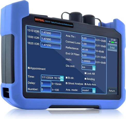 جهاز اختبار OTDR للألياف 1310nm/35dB+1550nm/33dB SM مدمج في OPM+OLS+VFL+خريطة الحدث + وحدة APP + شاشة لمس 7 بوصة متوافقة مع موصل SC+FC+ST+LC/UPC&APC-SS315T-2B1 in Saudi Arabia