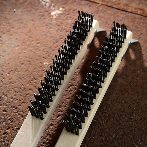 Wire Brush Wooden Handle Scratch Brushes with Scraper,Wire Brushes for Cleaning Welding Slags and Rust,Carbon Steel Wire,2PCS in Saudi Arabia