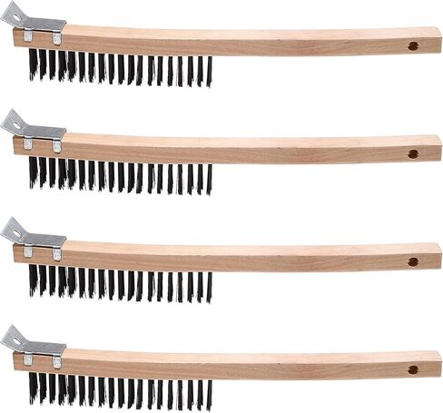 Wire Brush Wooden Handle Scratch Brushes with Scraper,Wire Brushes for Cleaning Welding Slags and Rust,Carbon Steel Wire,2PCS in Saudi Arabia