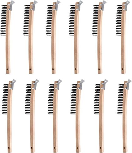 Wire Brush Wooden Handle Scratch Brushes with Scraper,Wire Brushes for Cleaning Welding Slags and Rust,Carbon Steel Wire,2PCS in Saudi Arabia