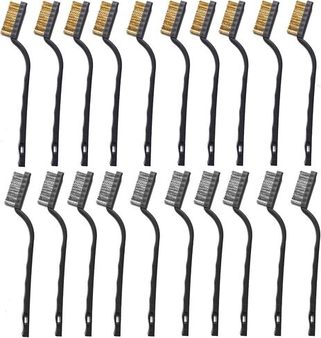 Wire Brushes Set Kit 20PCS Set, 10 PCS Stainless Steel and 10 PCS Brass Wire Scratch Brushes for Cleaning Rust Welding Slag (20) in Saudi Arabia