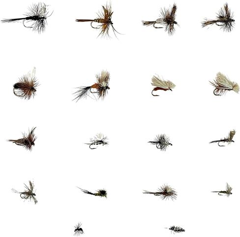 Fly Fishing Lures | Flies for Fly Fishing 18 Patterns with Fly Box Fly Fishing Assortment | Full of Dry Flies | Trout Flies | Fly Fishing Kit | Bass Flies in Kuwait