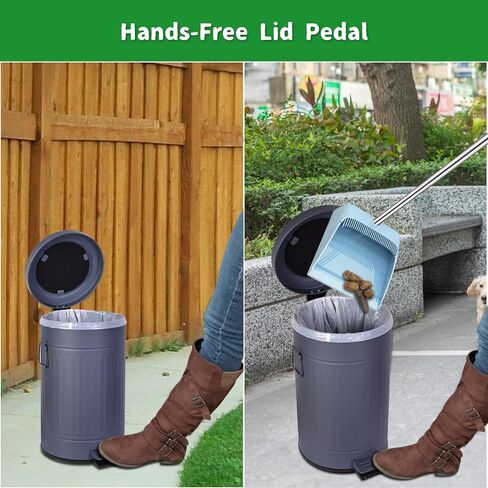 سلة مهملات براز الكلاب قابلة للتركيب للاستخدام في الهواء الطلق ومحطة نفايات الكلاب مع غطاء بدواسة بدون استخدام اليدين سعة 3.1 جالون حاوية حديقة المنزل ساحة المطبخ مع 200 كيس قمامة بلاستيكي و12 فلتر كربون منشط T-Y-G in Kuwait