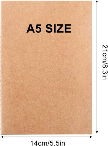 GTLZLZ 12 حزمة من دفاتر ورق كرافت، ورق فارغ، دفتر ملاحظات للموضوع، 60 صفحة/30 ورقة، مقاس 8.3x5.5 بوصة/A5، مجموعة مجلة السفر، للمسافرين والطلاب والمكاتب in Kuwait