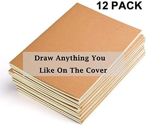 GTLZLZ 12 حزمة من دفاتر ورق كرافت، ورق فارغ، دفتر ملاحظات للموضوع، 60 صفحة/30 ورقة، مقاس 8.3x5.5 بوصة/A5، مجموعة مجلة السفر، للمسافرين والطلاب والمكاتب in Kuwait