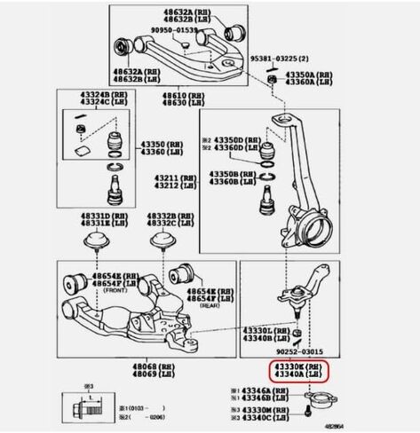 43340-39465 لتويوتا 4 عداء الجبهة اليسرى السفلية تعليق كروي مشترك الجمعية 1996-2002 in Kuwait