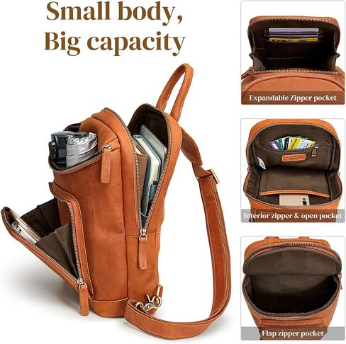 S-ZONE Women Leather Backpack Bundle with Sling Bag for Men Women Crossbody Shoulder Bag Backpack Purse Outdoor Travel in Saudi Arabia