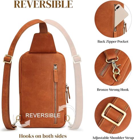 S-ZONE Women Leather Backpack Bundle with Sling Bag for Men Women Crossbody Shoulder Bag Backpack Purse Outdoor Travel in Saudi Arabia