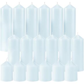 18 Pcs Green Pillar Candles Bulk Set，Hurricane Candles，3 Different Lengths (6 Each)，Dripless Unscented Smokeless，Gives You a Better Atmosphere When Organizing Wedding or Event Party. in Saudi Arabia
