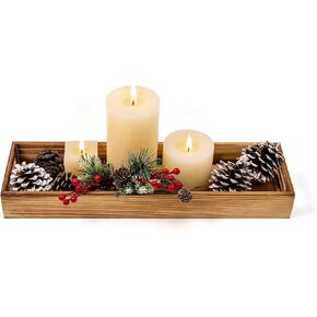 Wooden Candle Tray Long Holder Decor Rectangle Tabletop Candlestick Holder | Famhouse Retro Decoratives Long Narrow Wood Trays for Coffee Table, Bathroom, Kitchen in Saudi Arabia
