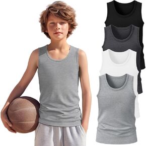 4 Pack Boys Tank Top Athletic Summer Undershirt Round Neck Workout Sleeveless Shirt Kid Casual Basic Tee Size 3-16 in Kuwait