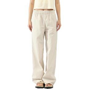 100% Cotton Wide Leg Pants Woman Work Casual Pants for Women Poplin High Waisted Relaxed with Elastic Waist and Pockets in Saudi Arabia