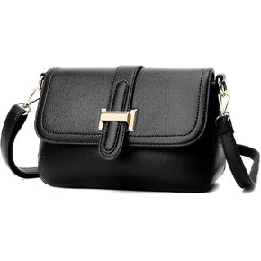 Women's PU Leather Crossbody Bag with Gold Buckle, Chic Small Shoulder Purse, Lightweight Multi-Pocket Handbag in Saudi Arabia