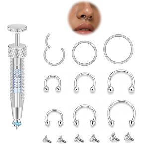 16G Septum Rings Set with Grabber Tool, 9PCS Hypoallergenic 316L Surgical Steel Horseshoe Nose Rings, 6/8/10mm Septum Jewelry with Replacement CZ Ball Ends for Helix, Cartilage & Tragus Piercings for Women & Men in Saudi Arabia