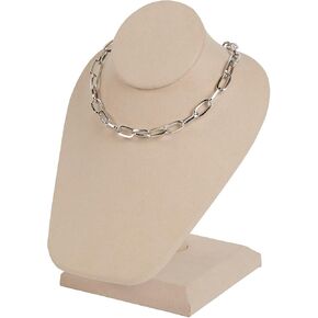 SSWBasics Khaki Faux Suede Necklace Display on Stand in Saudi Arabia