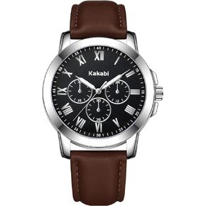 Mens Watches Leather Watch Analog Quartz Watch for Men, Classic Roman Numeral Dress Watch for Business Casual, Luminous Hands Mens Wrist Watches, 3ATM Waterproof Watch Gifts for Men in Saudi Arabia