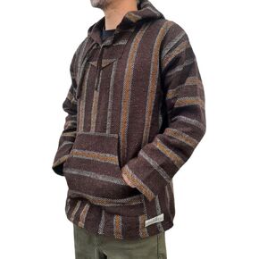 Authentic Mexican Baja Hoodie - Drug Rug Hoodie - Baja Poncho - Brown/Yellow in Saudi Arabia