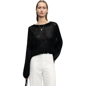 Silk Cashmere Blend Sweater for Women, Lightweight Crewneck Knit Pullover Jumper for Spring Layering in Saudi Arabia