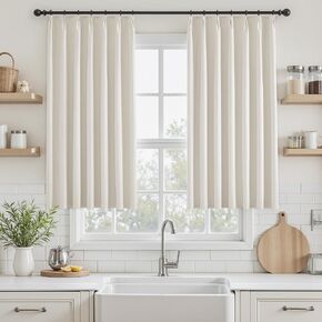 UHITECH 45 Inch Long Blackout Curtains Short Curtains for Kitchen Window Over Sink Pinch Pleated Black Out Drapes for Nursery Thermal Cafe Panels in Saudi Arabia