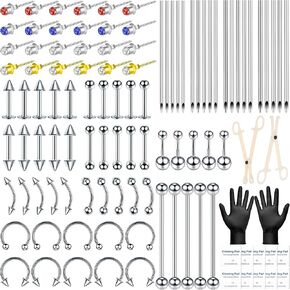 Dexpinzo Body Septum Piercing Kit for All Piercings | Piercing Needles with Piercing Jewelry and Tools for Ear Nose Belly Button Nipple Lip Cartilage Eyebrow Tongue Piercing Kit in Saudi Arabia