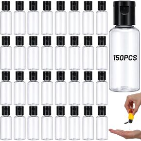 150 Pcs 1oz Small Travel Bottles, Clear Plastic Refillable Empty Containers with Black Cap for Shampoo, Lotion, Body Soap, Cream, Toiletries, Leak Proof Squeeze Bottles in Saudi Arabia