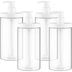 4 Pcs Pump Press Bottles Clear Plastic Shower Shampoo Bottles Empty Refillable Pump Dispenser for Lotion Soap Body Wash - 1000ml/34oz in Saudi Arabia