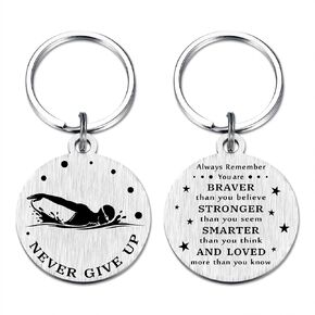 HYHYDHP Swimming Gifts - Never Give Up Swimming Keychain, Stainless Steel Laser Engraved Gift for Swimmers, Inspirational Present for Competitive Swimmer, Lap Swimmers & Water Lovers in Saudi Arabia