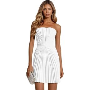 Strapless Short Homecoming Dresses for Teens Pleated Chiffon Cocktail Dress 2026 Graduation Formal Party Gowns in Kuwait