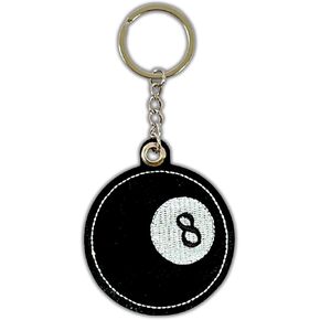 Y2K 8 Ball Keychain – Black Leather Embroidered Charm, Trendy Backpack Keychain for Teen Girls, Cute Bag Charms Aesthetic in Saudi Arabia
