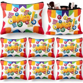 Hsei 8 Pcs Bingo Bags Game Lover Gifts for Women Lucky Makeup Bags Travel Zipper Pouch Bingo Accessories Cosmetic Bag for Lovers Friend Mom Grandma Players Lucky Birthday Casino Retirement Gift in Saudi Arabia