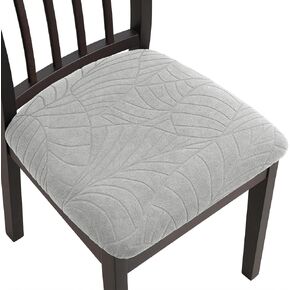 Waterproof Dining Chair Covers 4-Pack, Stretch Washable Slipcovers for Kitchen & Dining Room Chairs, Removable Seat Covers in Leaf Pattern Warm, Light Gray in Kuwait