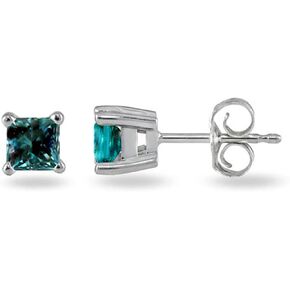1/4ct Princess Cut Blue Diamond Earring Studs in 14K Gold in Saudi Arabia